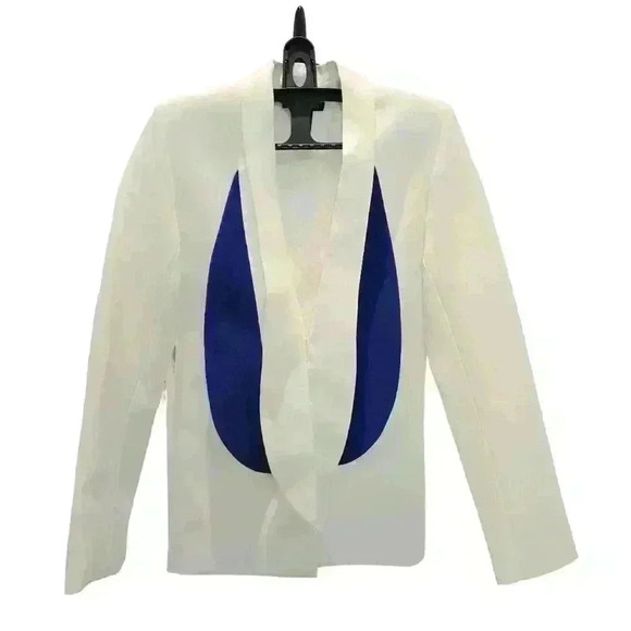 Peggy Hartanto Jackets & Blazers - PEGGY HARTANTO WHITE AND ROYAL BLUE WOMEN'SBLAZER SIZE XS #175